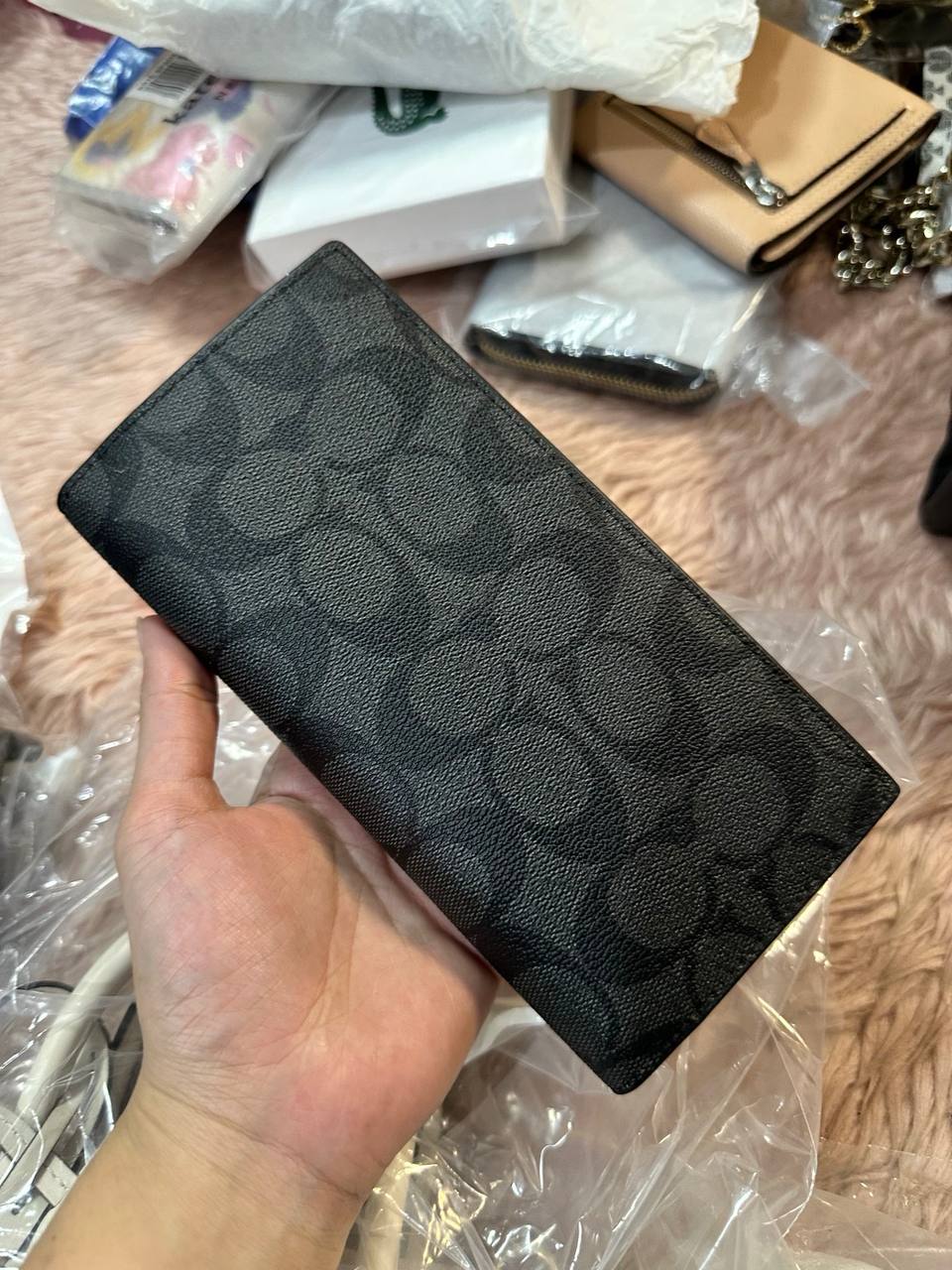 ORIG & IMPORTED COACH Modern Breast Pocket Slim Long Men Wallet Black
