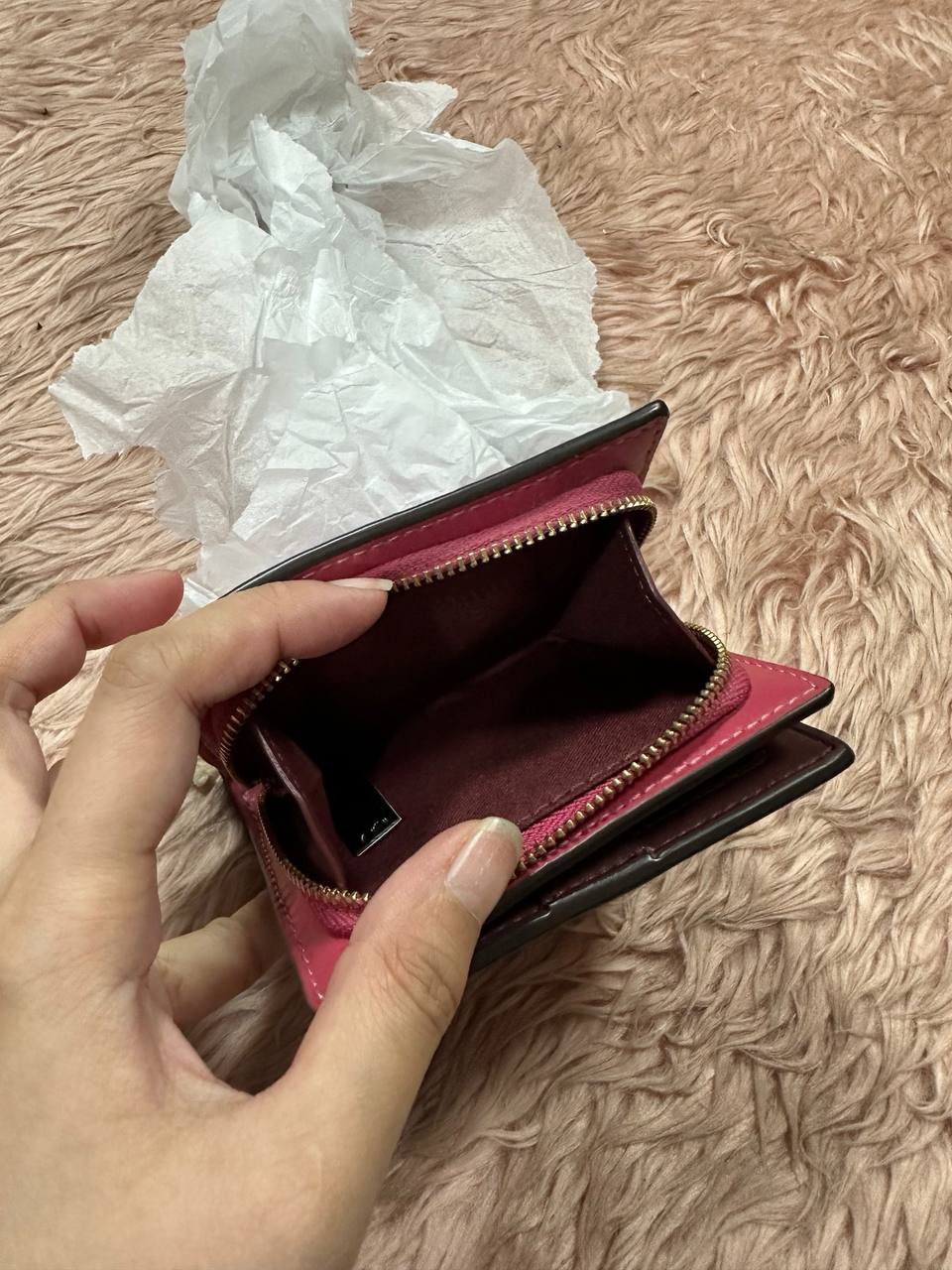 ORIG Preloved COACH Snap Wallet In Signature Leather Pink