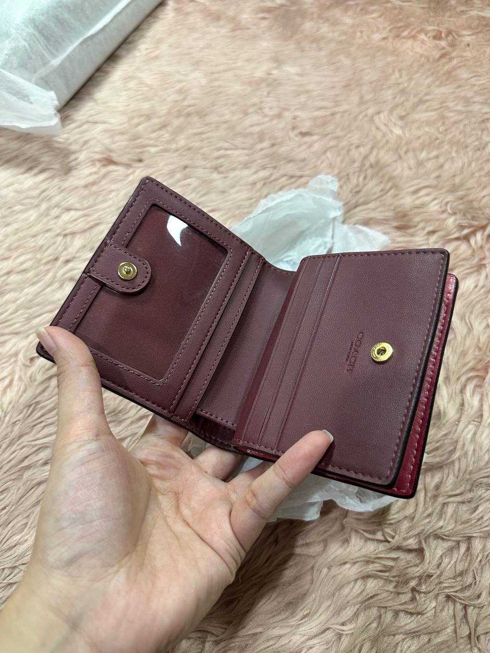 ORIG Preloved COACH Snap Wallet In Signature Leather Pink