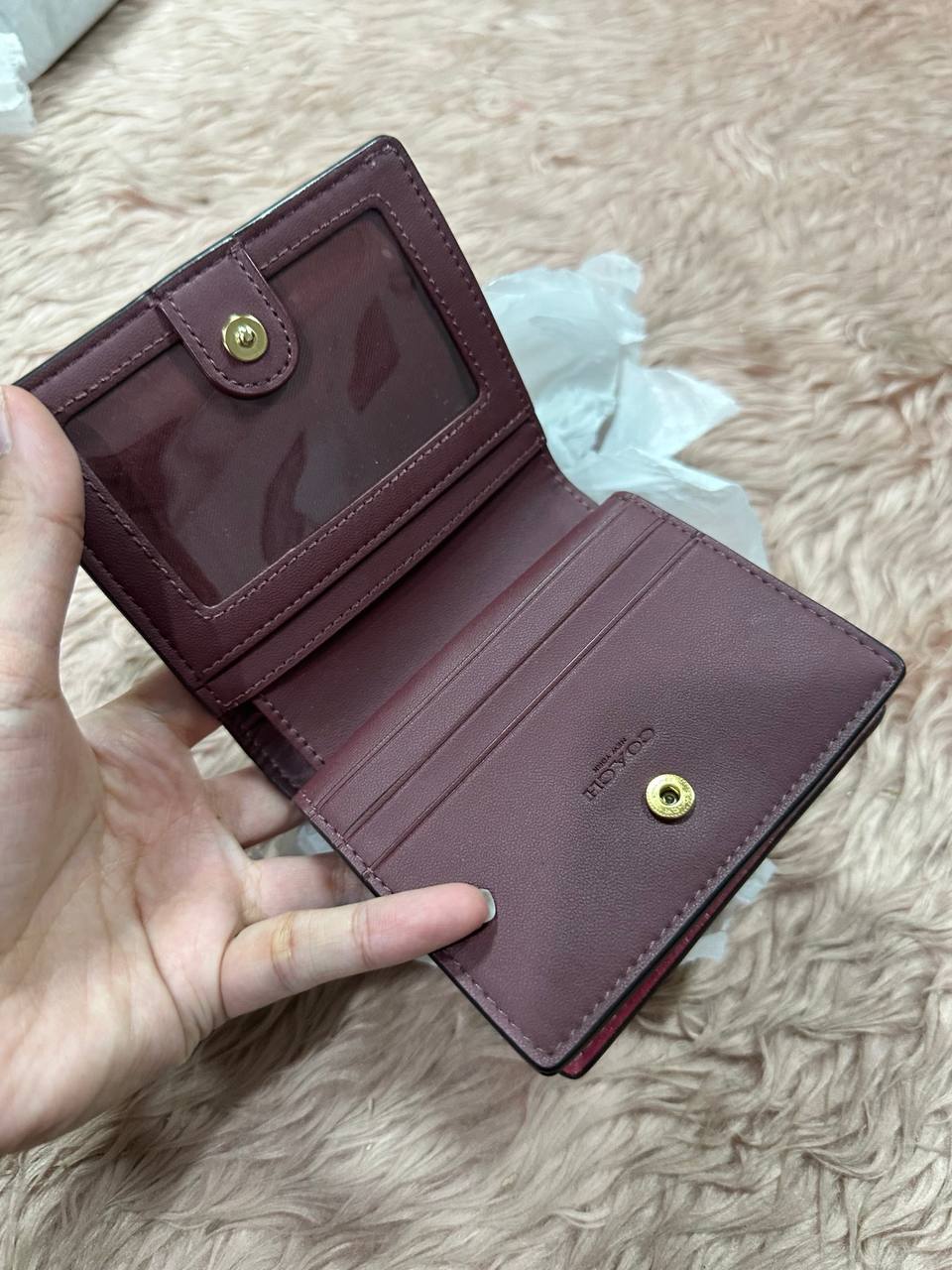 ORIG Preloved COACH Snap Wallet In Signature Leather Pink