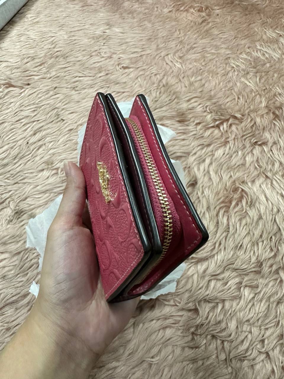 ORIG Preloved COACH Snap Wallet In Signature Leather Pink