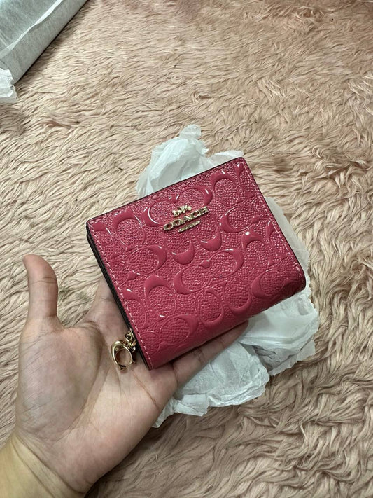 ORIG Preloved COACH Snap Wallet In Signature Leather Pink