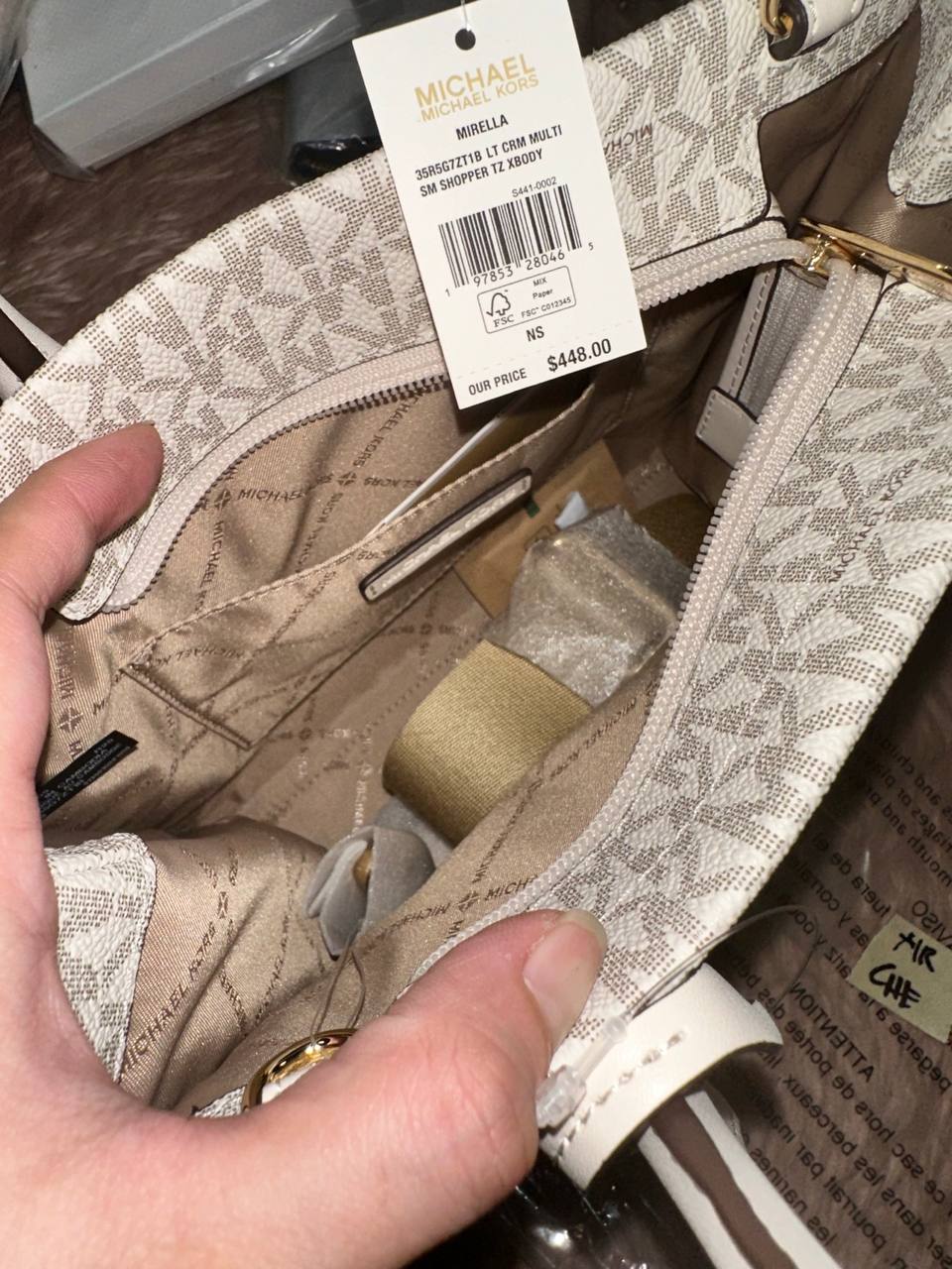 ORIG & IMPORTED Michael Kors MK Mirella Small Signature Logo Crossbody Bag Vanilla White