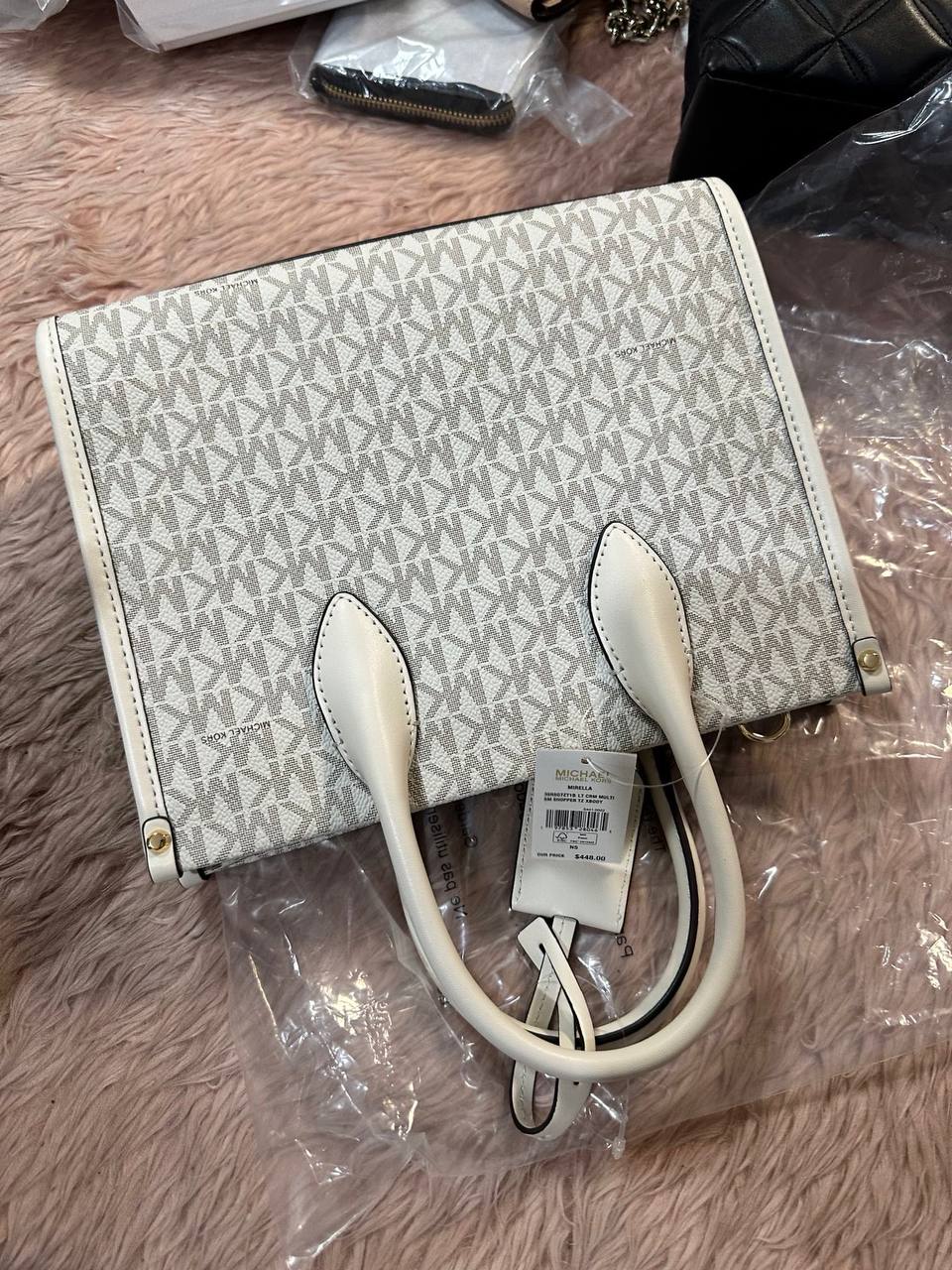 ORIG & IMPORTED Michael Kors MK Mirella Small Signature Logo Crossbody Bag Vanilla White