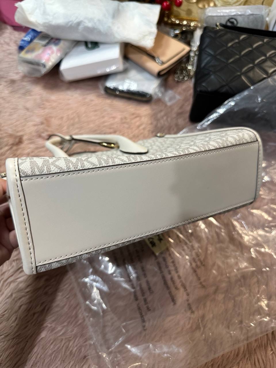 ORIG & IMPORTED Michael Kors MK Mirella Small Signature Logo Crossbody Bag Vanilla White