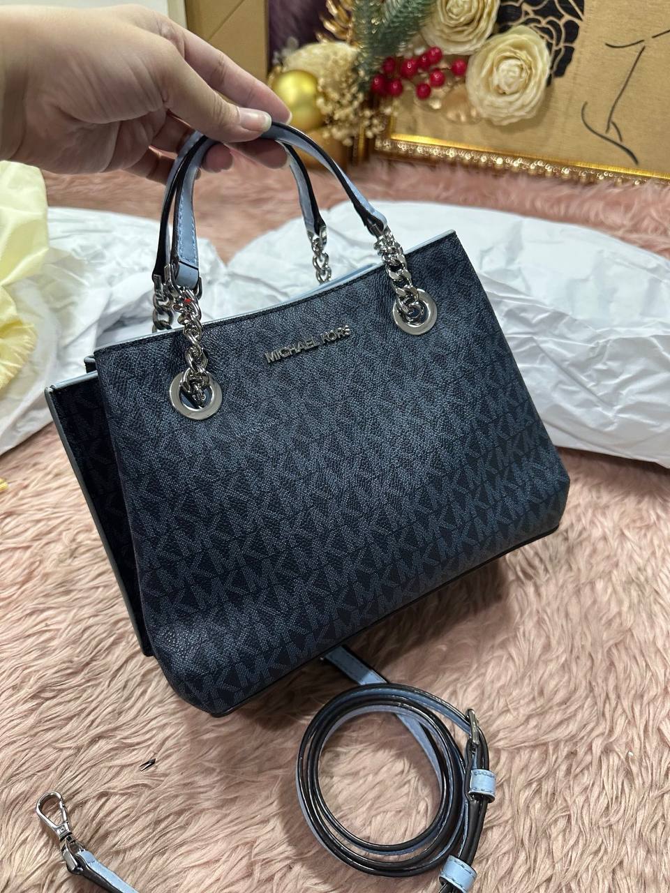 ORIG Preloved Michael Kors MK Teagan Small Crossbody Small Blue Bag