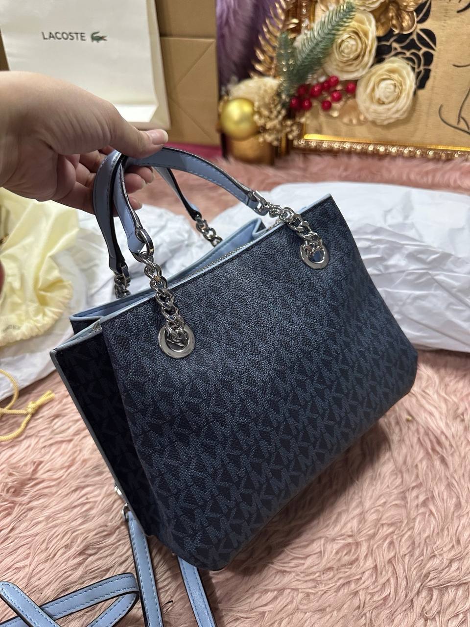 ORIG Preloved Michael Kors MK Teagan Small Crossbody Small Blue Bag