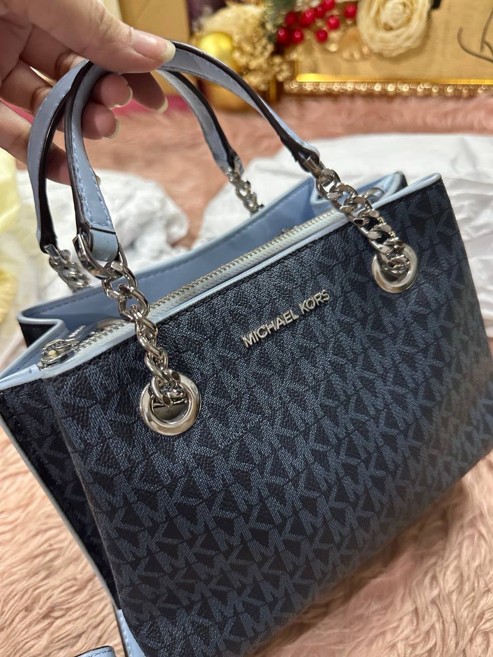 ORIG Preloved Michael Kors MK Teagan Small Crossbody Small Blue Bag