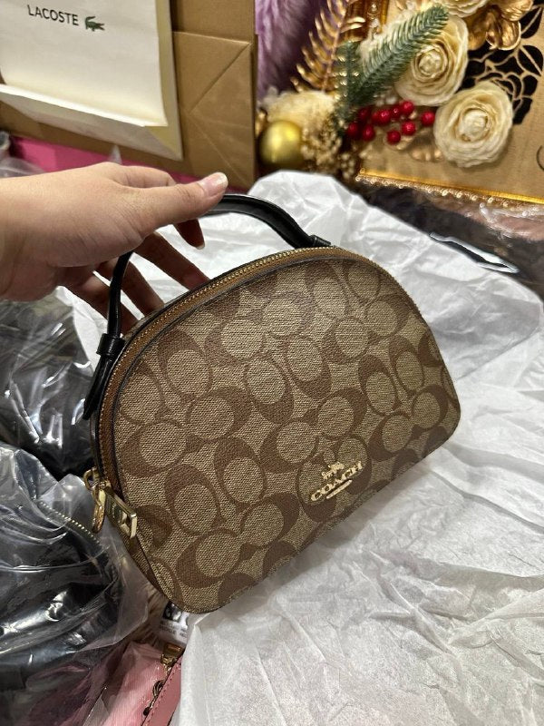 ORIG Preloved RARE COACH Serena Satchel In Signature Canvas Khaki Brown Small Bag