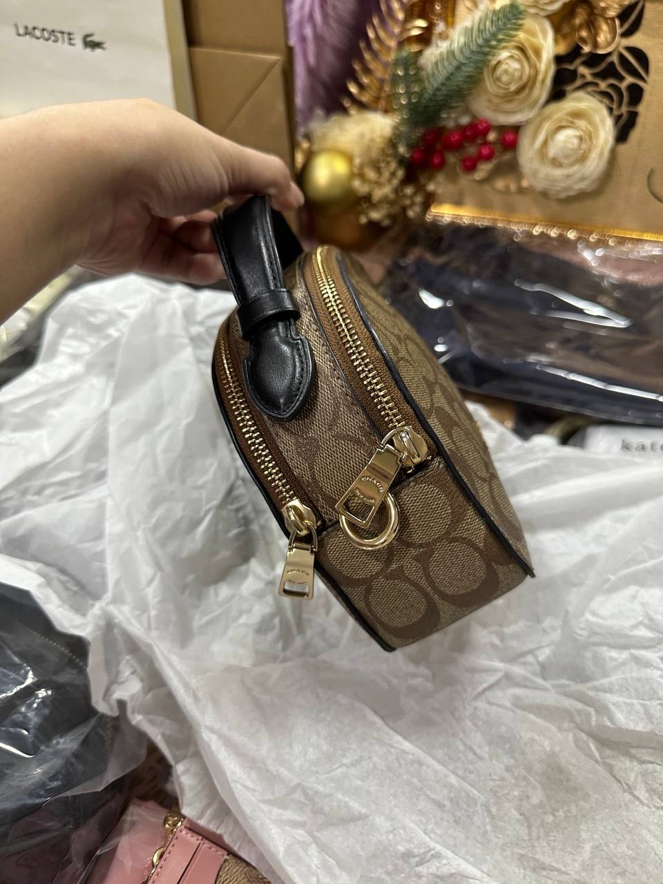 ORIG Preloved RARE COACH Serena Satchel In Signature Canvas Khaki Brown Small Bag