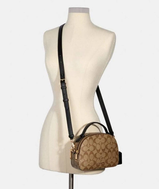 ORIG Preloved RARE COACH Serena Satchel In Signature Canvas Khaki Brown Small Bag