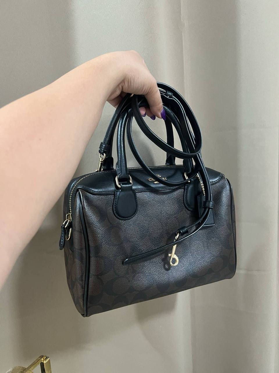 ORIG Preloved RARE COACH Mini Bennett Satchel In Signature Canvas Small Brown Bag