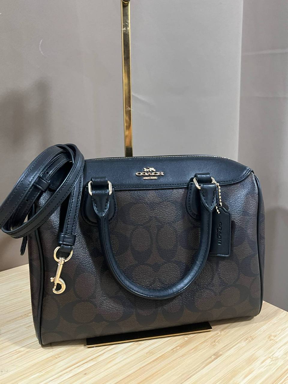 ORIG Preloved RARE COACH Mini Bennett Satchel In Signature Canvas Small Brown Bag