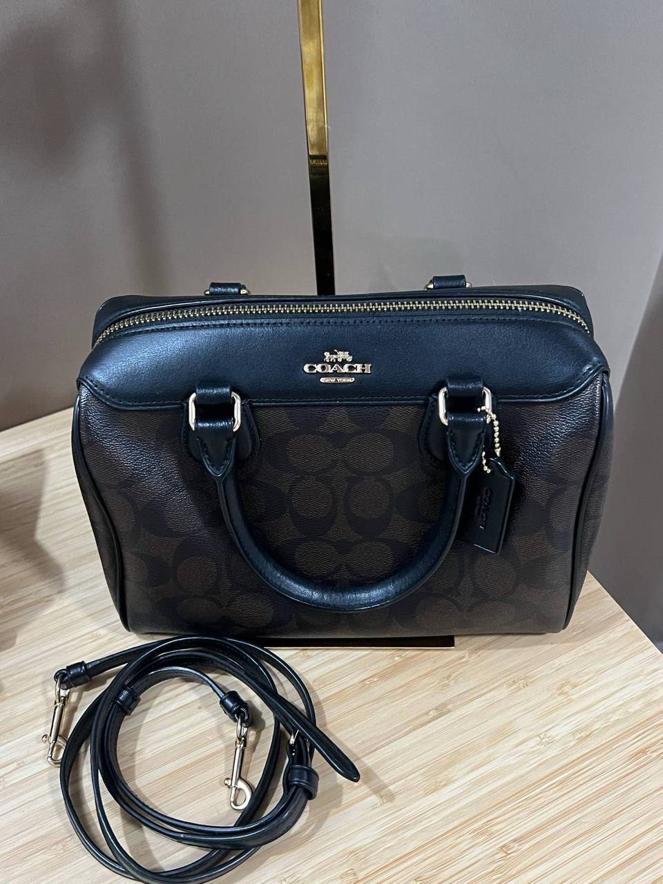 ORIG Preloved RARE COACH Mini Bennett Satchel In Signature Canvas Small Brown Bag
