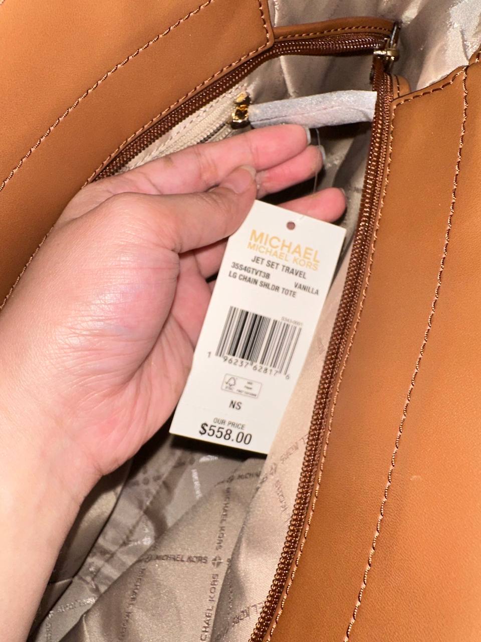 ORIG & IMPORTED Michael Kors MK Jet Set Large Signature Logo Shoulder Bag White Vanilla