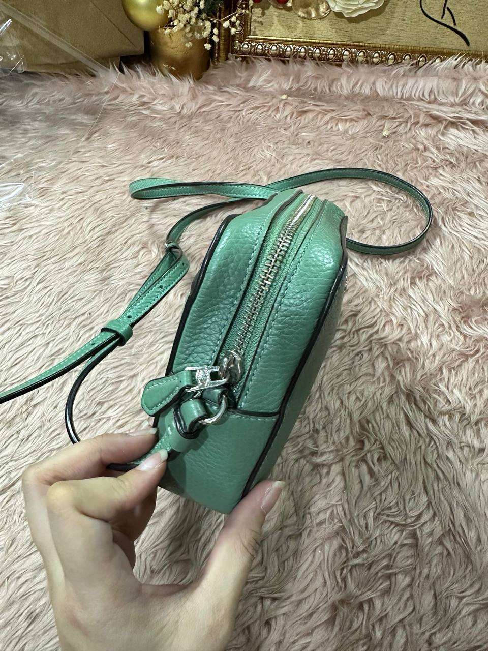 ORIG Preloved Disney X Coach RARE Mini Camera Bag With Tiana Green Small Bag