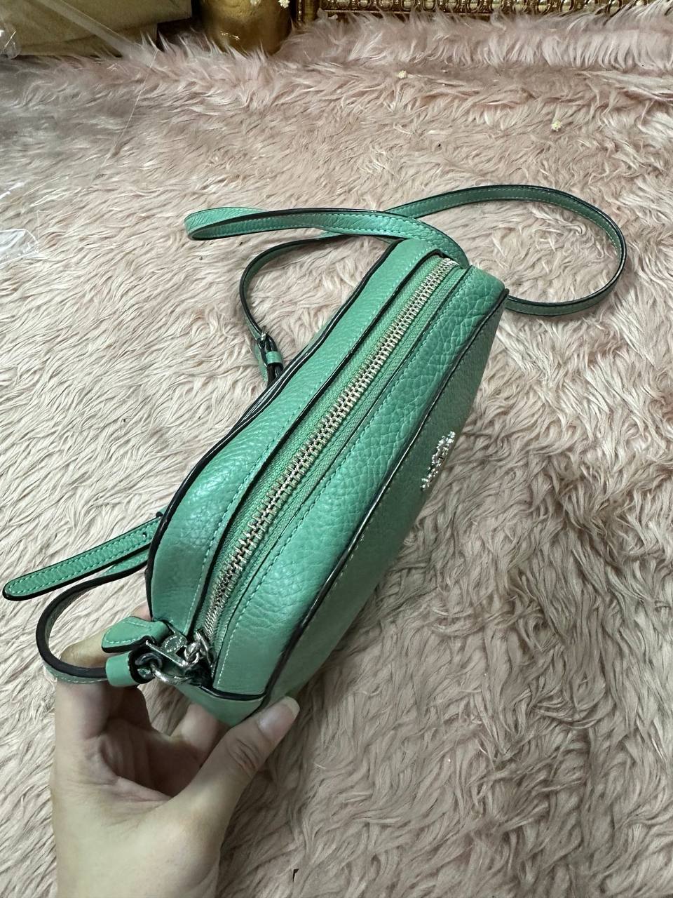 ORIG Preloved Disney X Coach RARE Mini Camera Bag With Tiana Green Small Bag