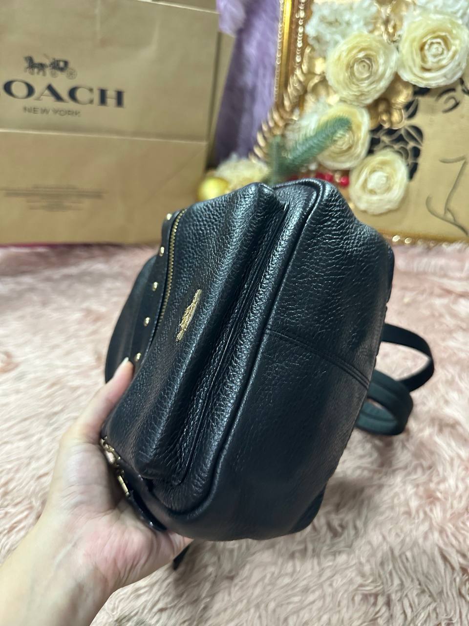 ORIG Preloved COACH Mini Charlie Backpack with studs small black bag