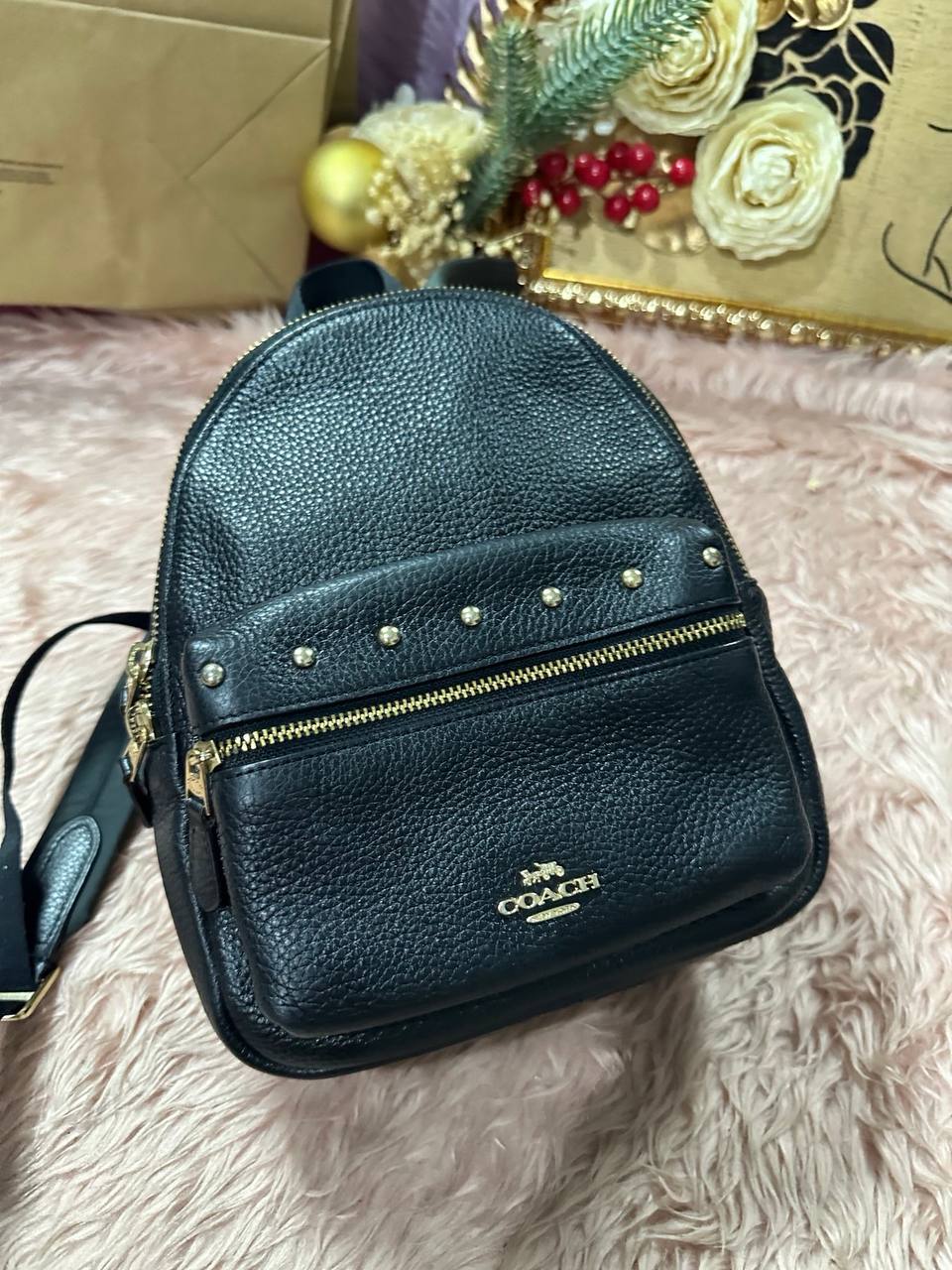 ORIG Preloved COACH Mini Charlie Backpack with studs small black bag