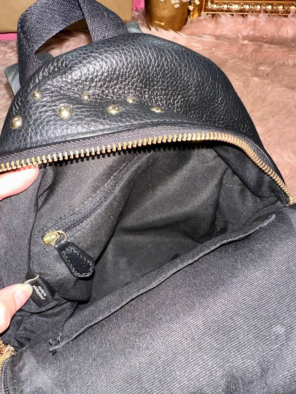 ORIG Preloved COACH Mini Charlie Backpack with studs small black bag