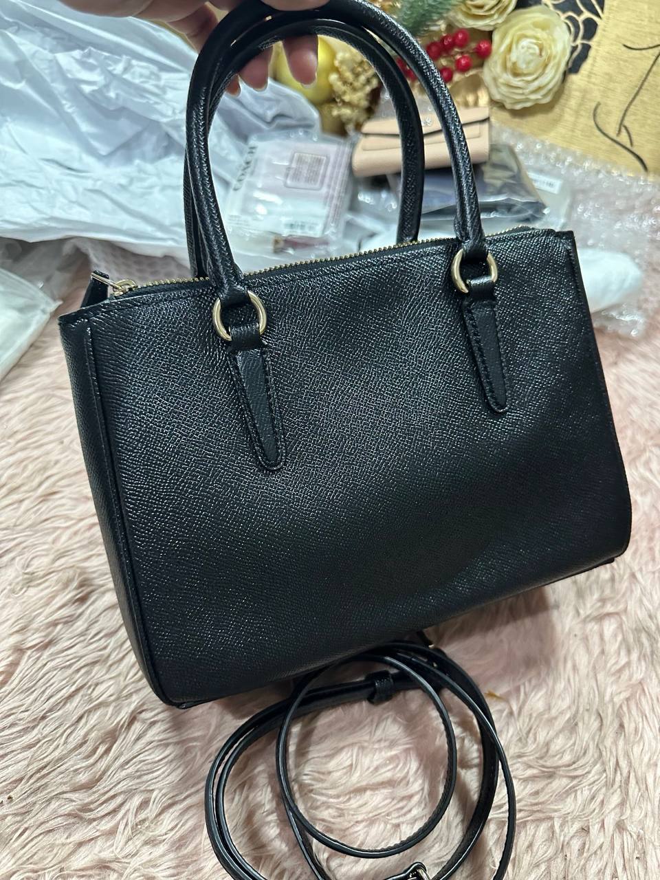 ORIG Preloved COACH Mini Surrey Carryall Black Small Bag
