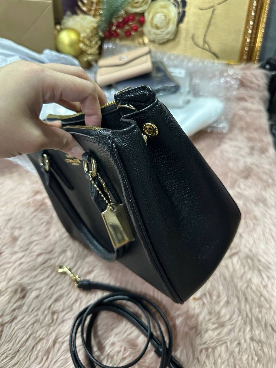 ORIG Preloved COACH Mini Surrey Carryall Black Small Bag