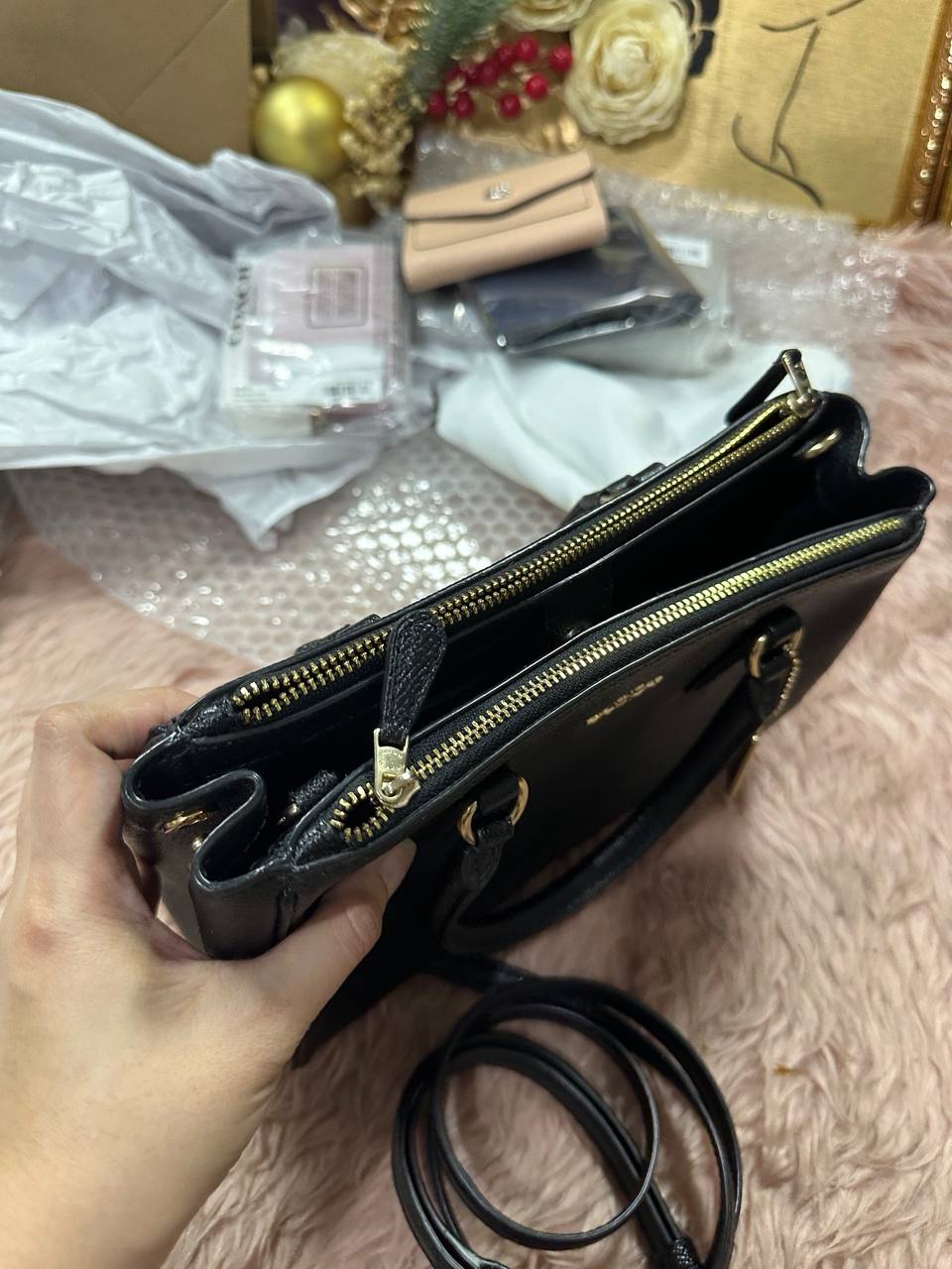 ORIG Preloved COACH Mini Surrey Carryall Black Small Bag