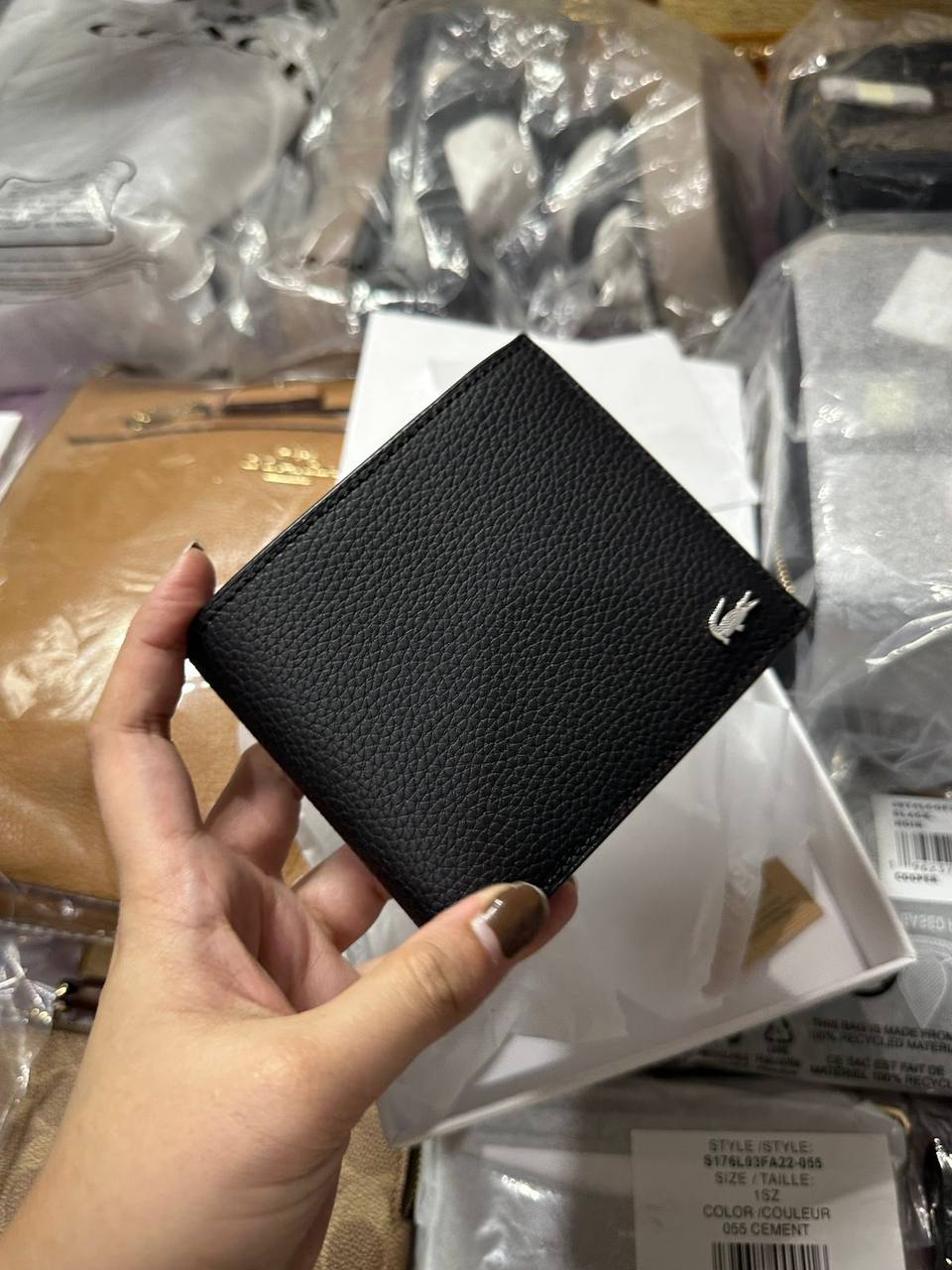 ORIG & IMPORTED Lacoste Medium Billfold Coin Black Men Wallet NH4774OR