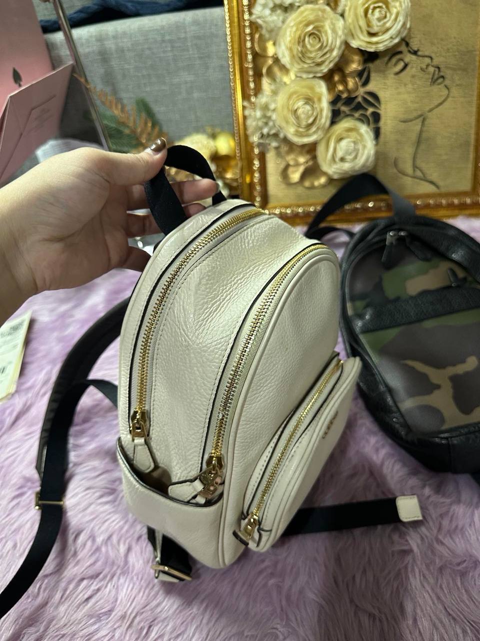 ORIG Preloved Coach Mini Court Backpack White Bag