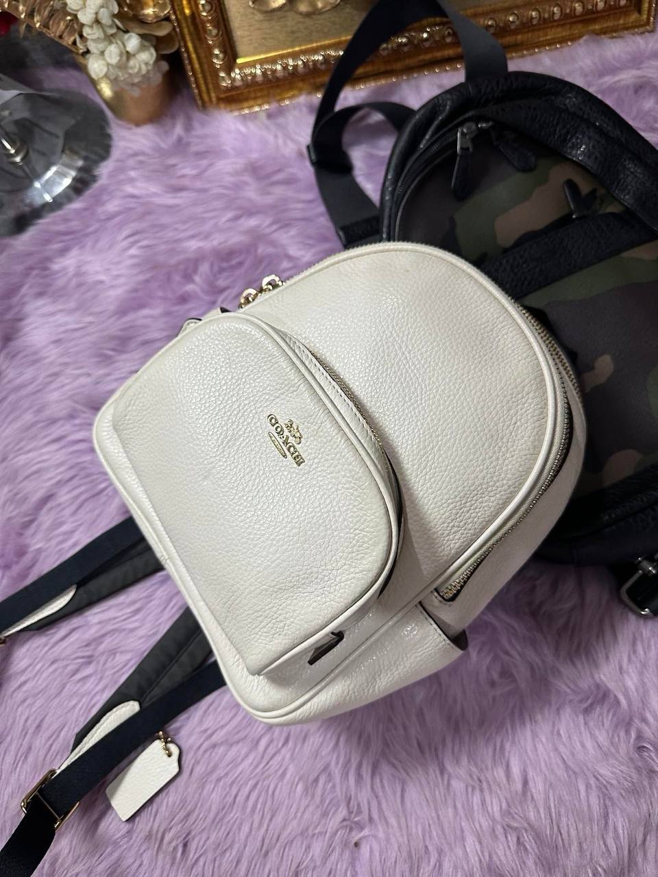ORIG Preloved Coach Mini Court Backpack White Bag