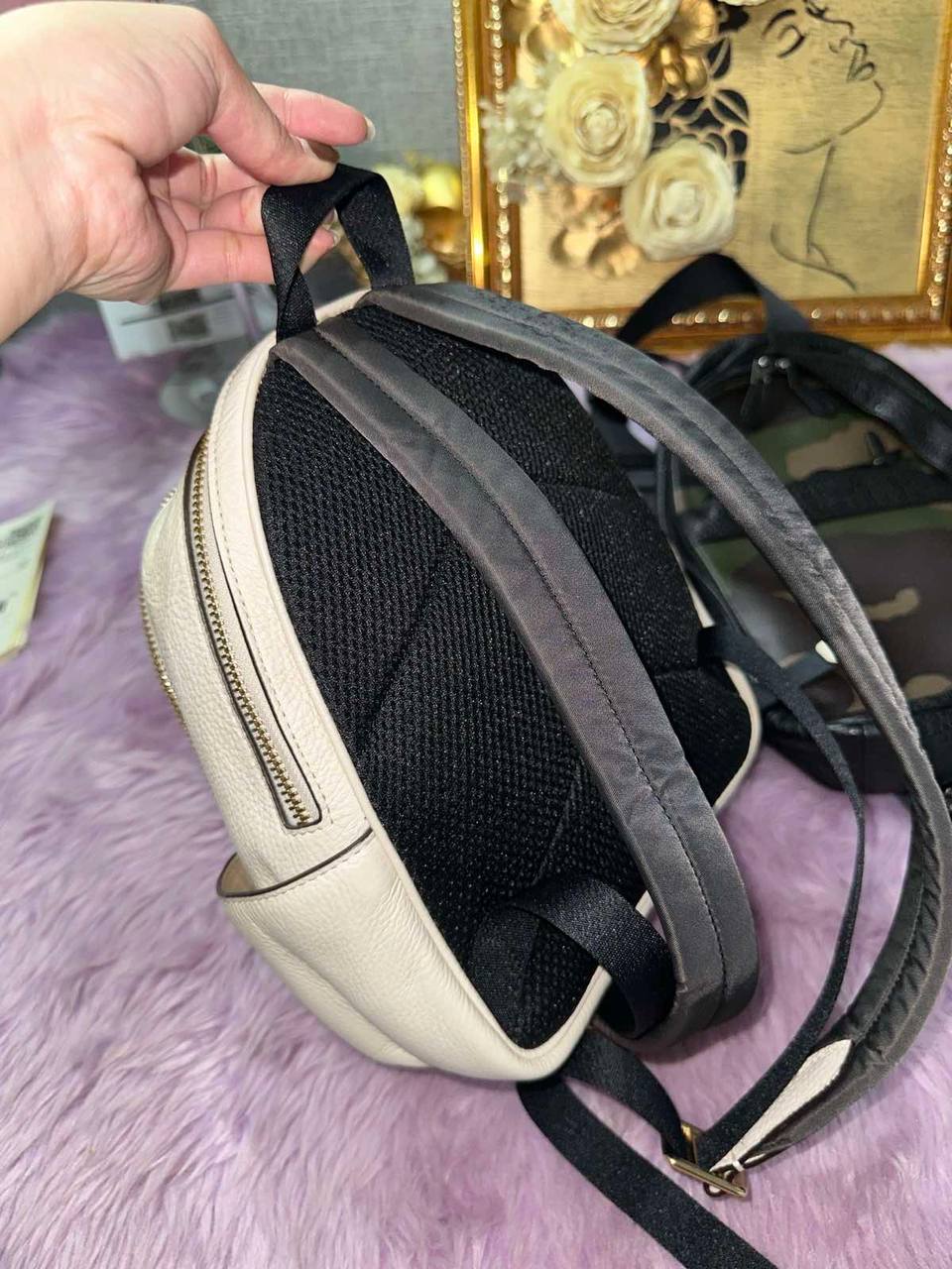 ORIG Preloved Coach Mini Court Backpack White Bag