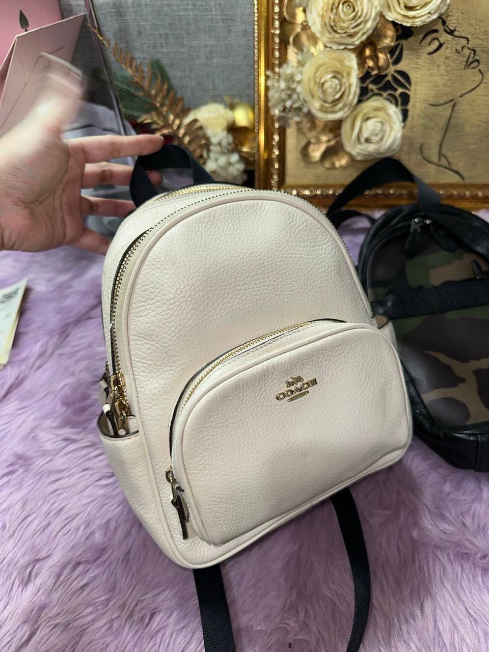 ORIG Preloved Coach Mini Court Backpack White Bag