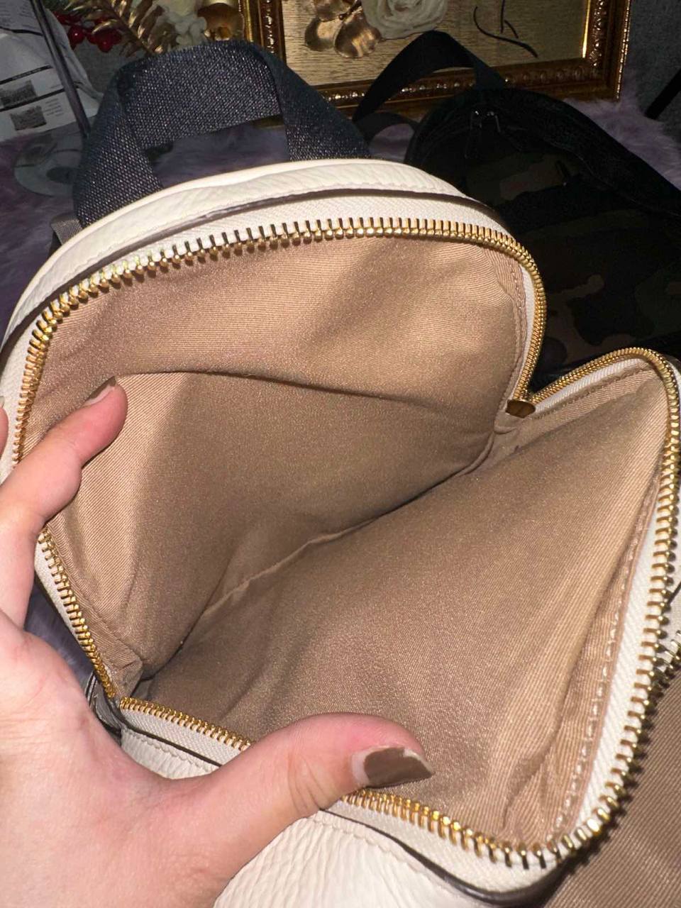 ORIG Preloved Coach Mini Court Backpack White Bag