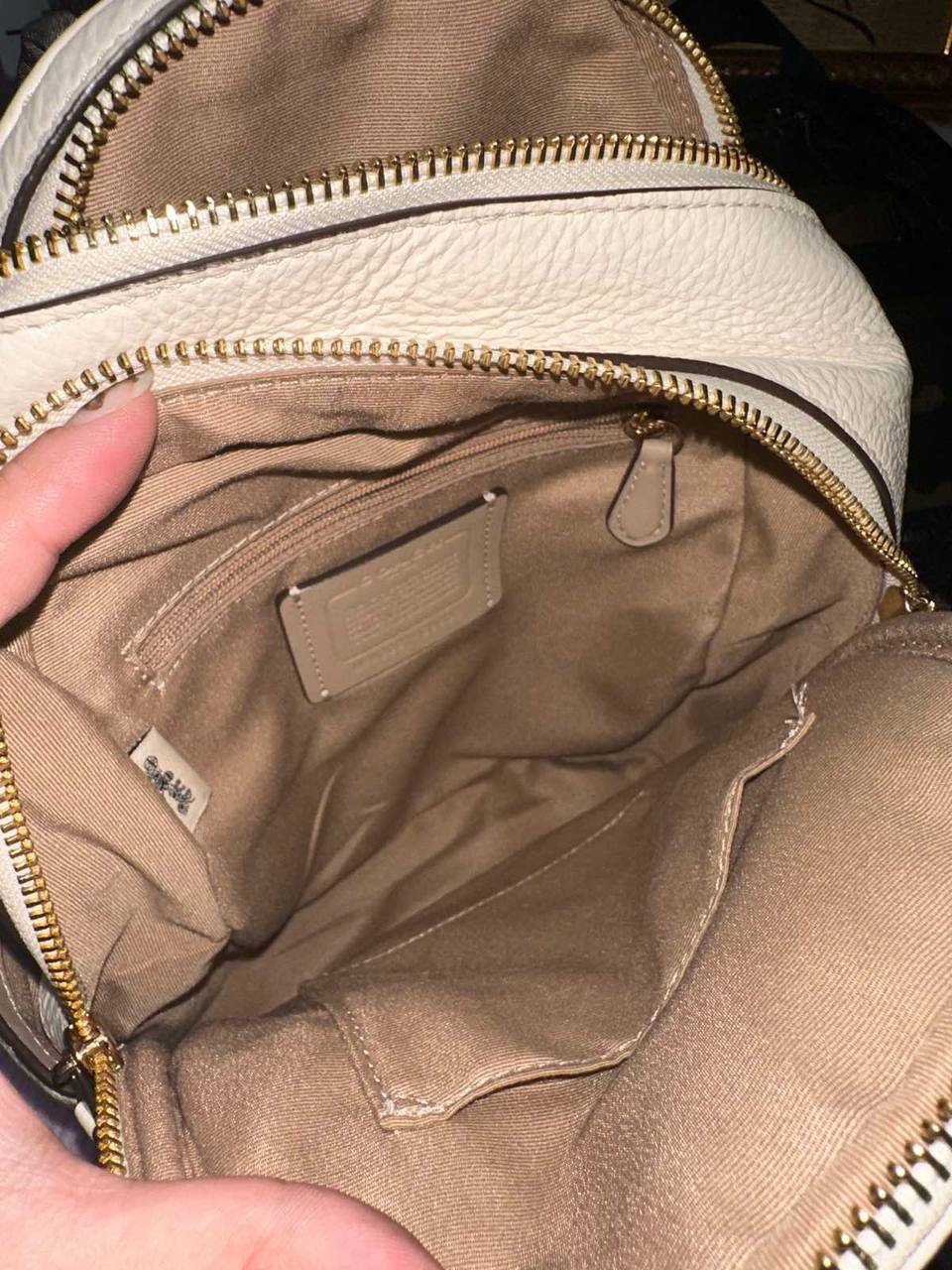 ORIG Preloved Coach Mini Court Backpack White Bag