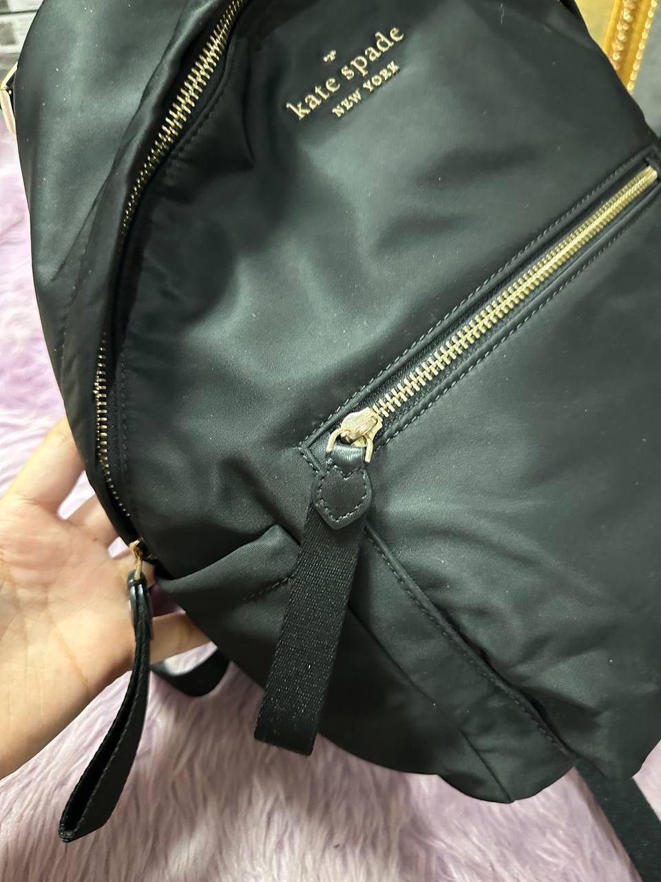 ORIG Preloved KateSpade KS Chelsea Medium Backpack Black Nylon Bag