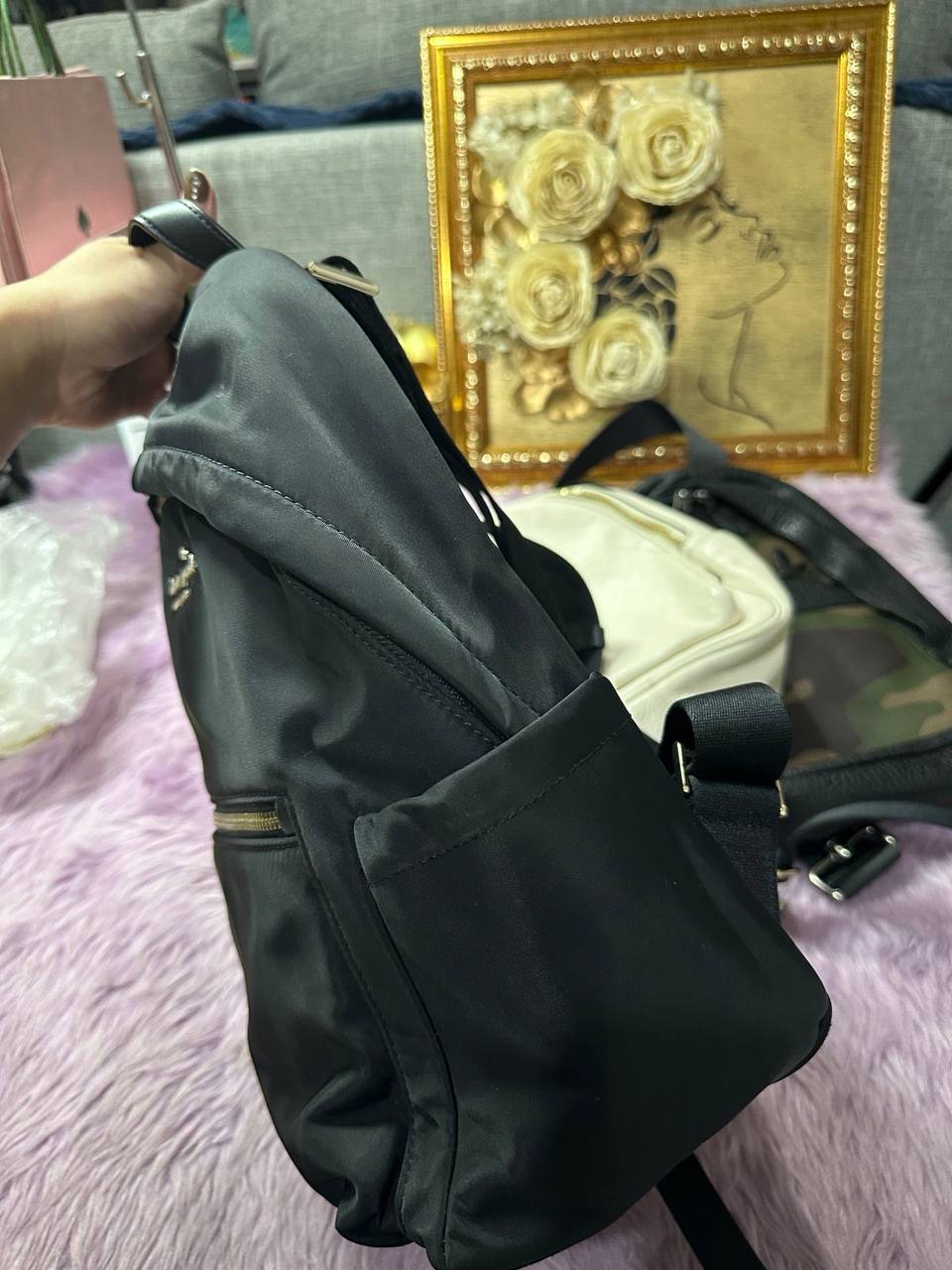 ORIG Preloved KateSpade KS Chelsea Medium Backpack Black Nylon Bag