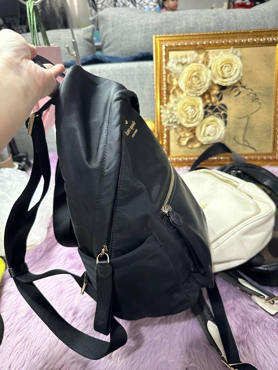 ORIG Preloved KateSpade KS Chelsea Medium Backpack Black Nylon Bag