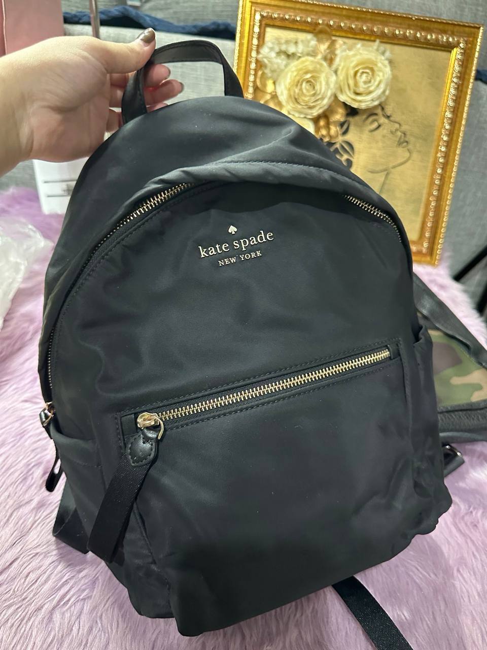 ORIG Preloved KateSpade KS Chelsea Medium Backpack Black Nylon Bag