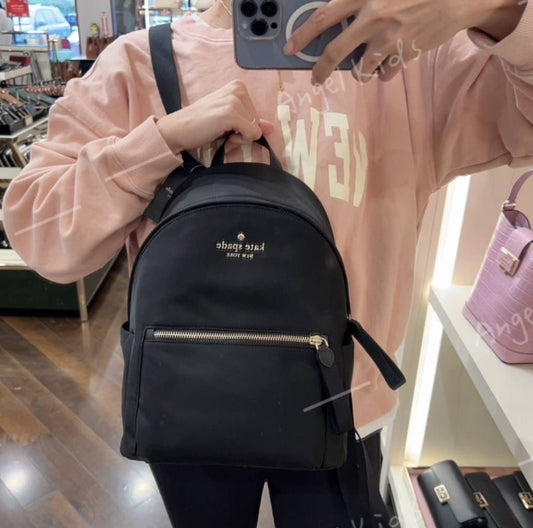 ORIG Preloved KateSpade KS Chelsea Medium Backpack Black Nylon Bag