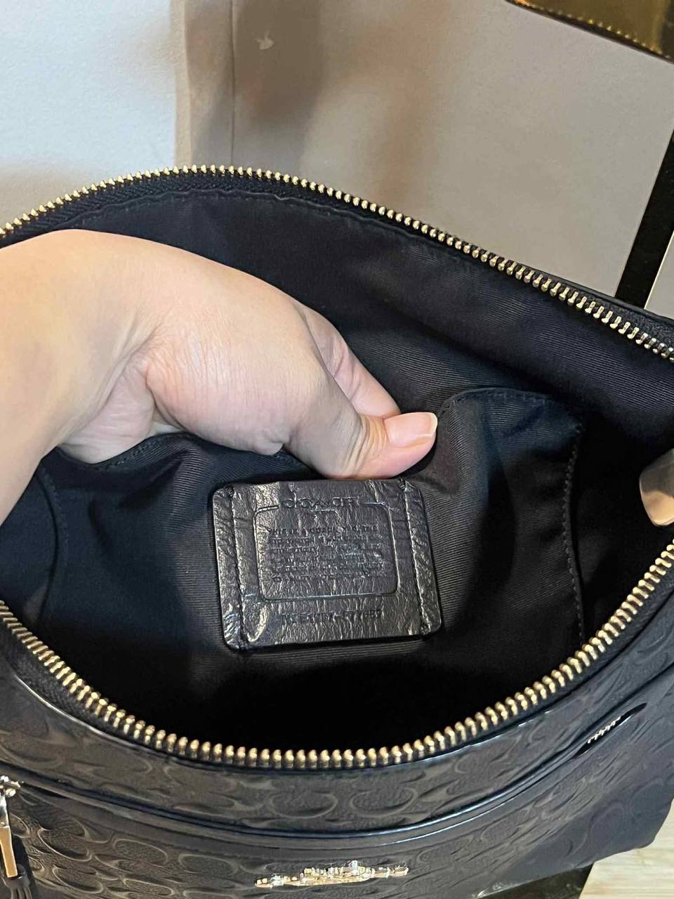 ORIG Preloved Coach Mae File Crossbody in Signature Leather Black Bag