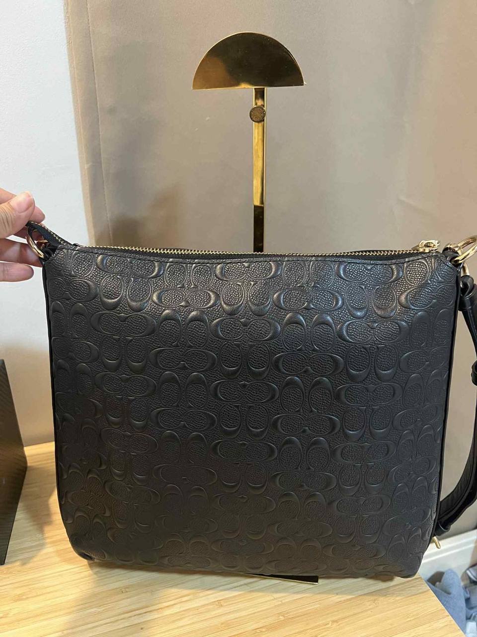 ORIG Preloved Coach Mae File Crossbody in Signature Leather Black Bag