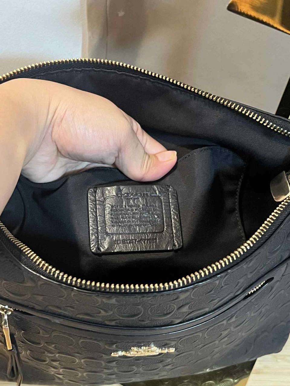 ORIG Preloved Coach Mae File Crossbody in Signature Leather Black Bag