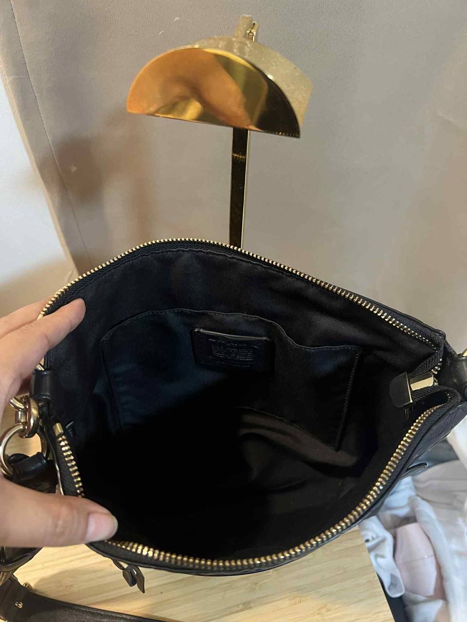 ORIG Preloved Coach Mae File Crossbody in Signature Leather Black Bag
