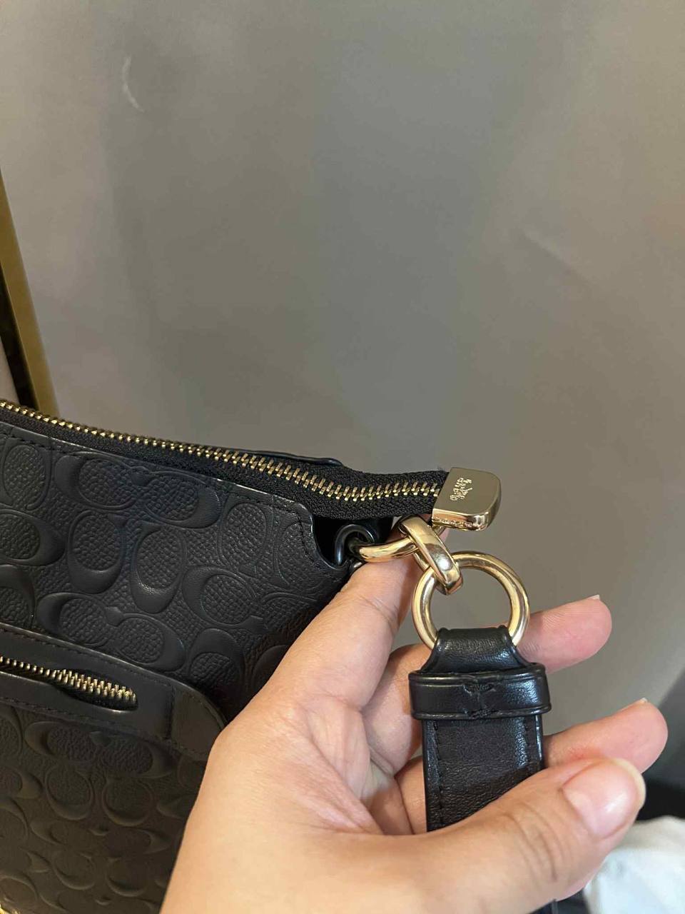 ORIG Preloved Coach Mae File Crossbody in Signature Leather Black Bag