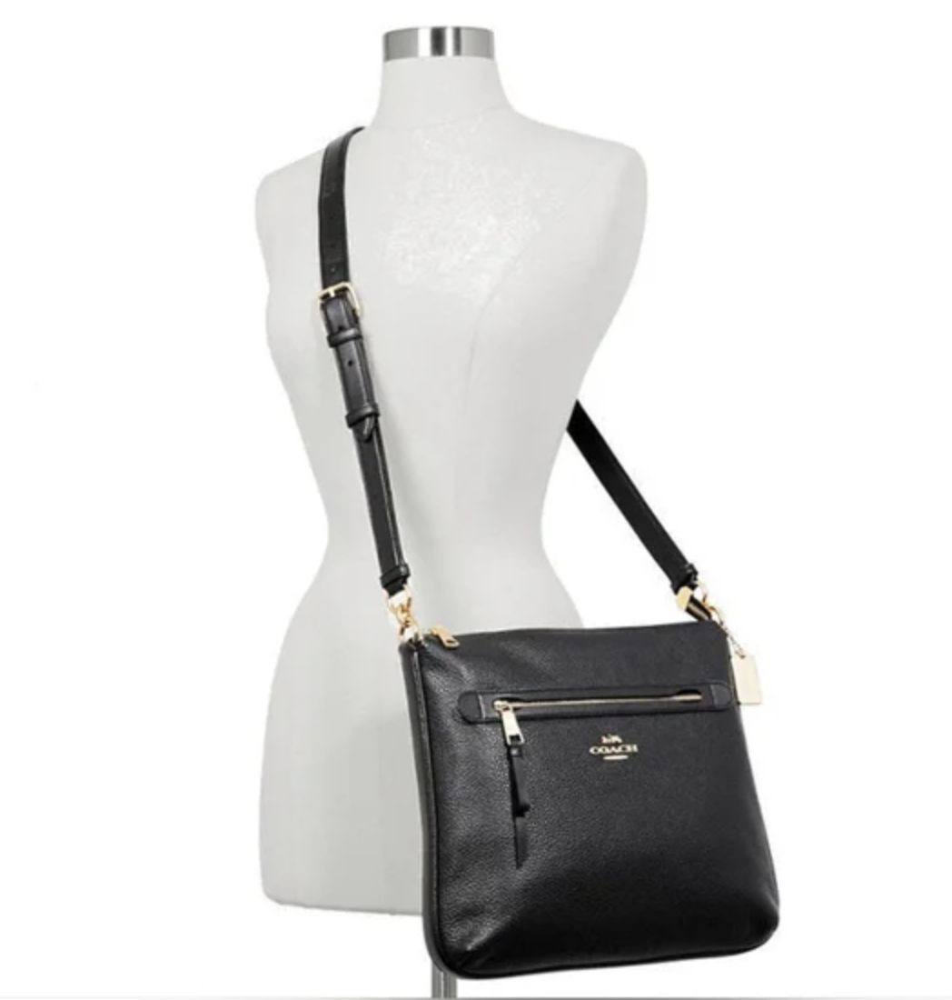 ORIG Preloved Coach Mae File Crossbody in Signature Leather Black Bag