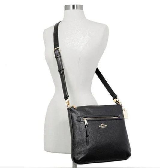 ORIG Preloved Coach Mae File Crossbody in Signature Leather Black Bag