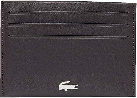 ORIG Lacoste Unisex Fitzgerald Leather Card Holder Wallet Black Brown