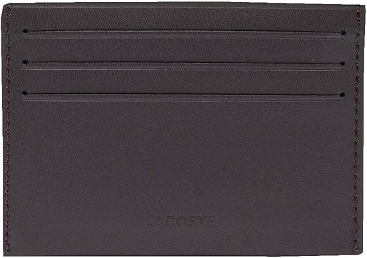 ORIG Lacoste Unisex Fitzgerald Leather Card Holder Wallet Black Brown