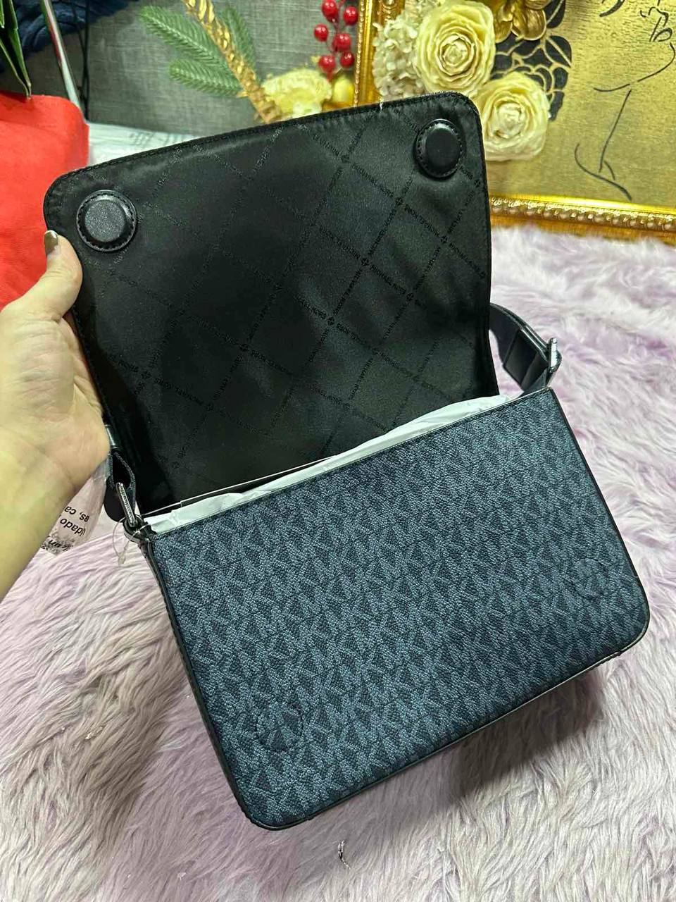 ORIG & IMPORTED Michael Kors MK Cooper Mini Signature Logo Crossbody Men Blue Bag With Pouch