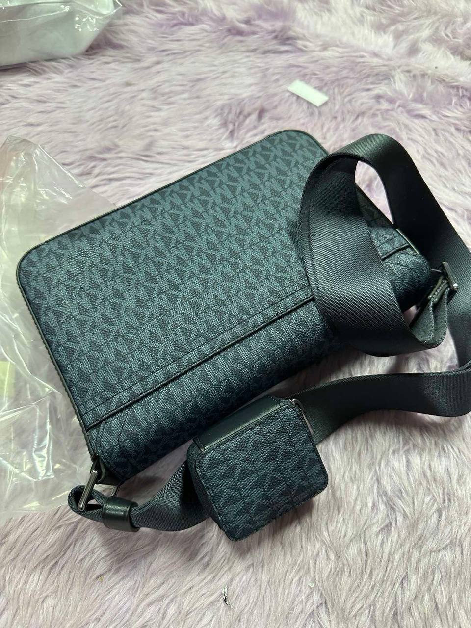 ORIG & IMPORTED Michael Kors MK Cooper Mini Signature Logo Crossbody Men Blue Bag With Pouch